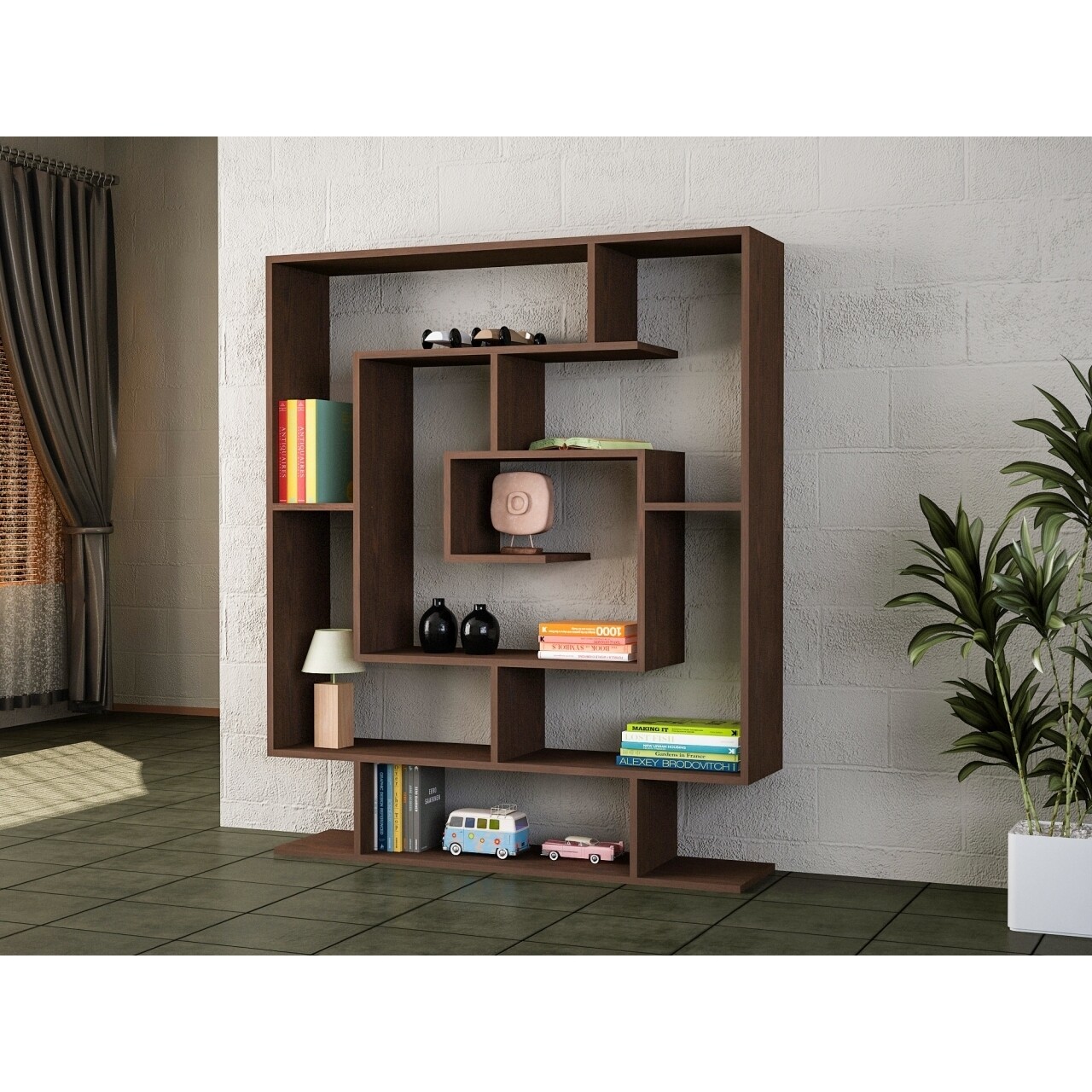 Biblioteca Wooden Art, Sarmasik Wenge, 124.8x149.4x22 cm - imagine 4